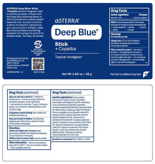 Close-up of the doTERRA Deep Blue Stick being held