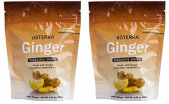 doTERRA Ginger Throat Drops 30-count bag front view for on-the-go digestive support.