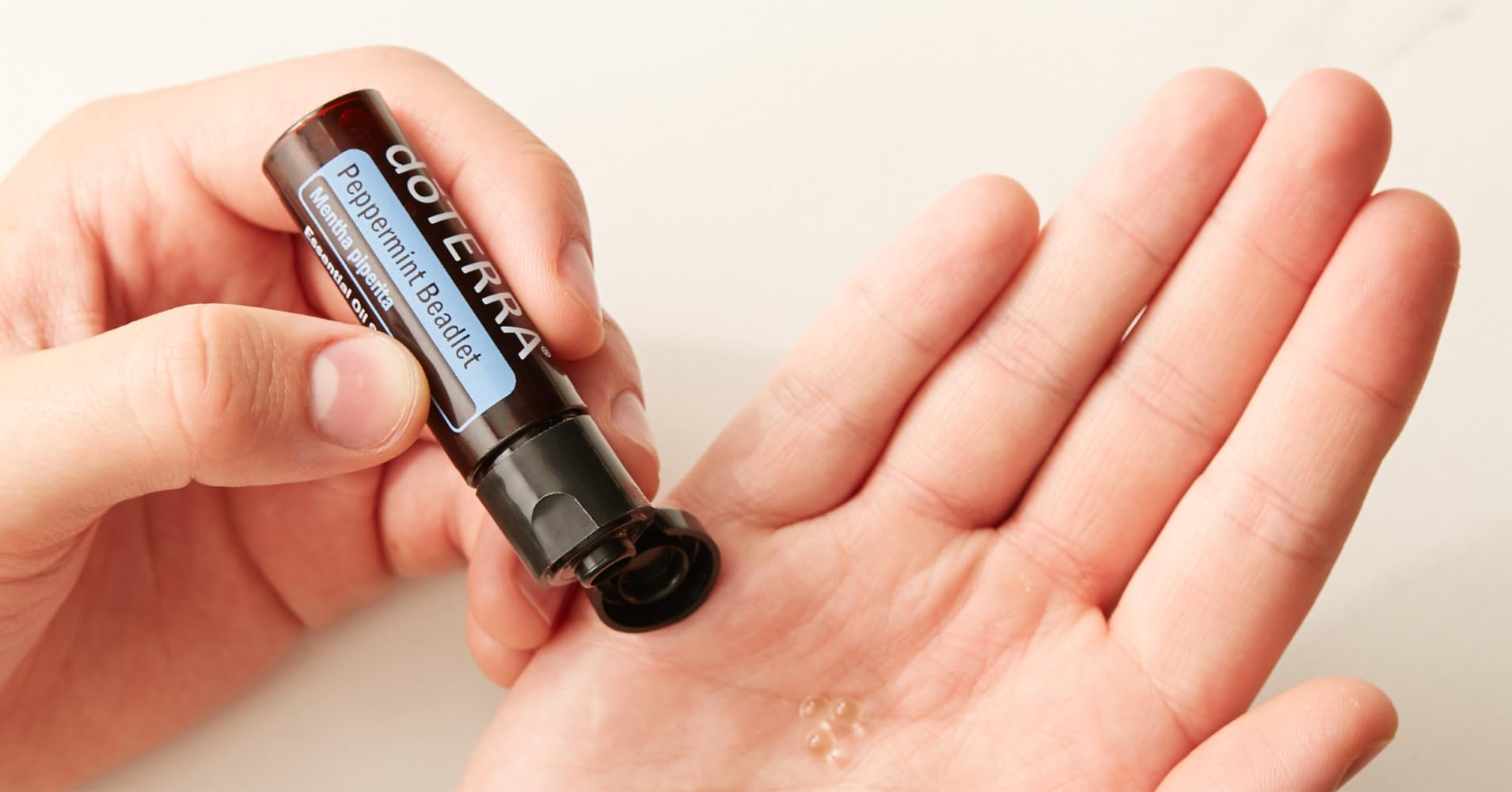 Close-up of Peppermint Beadlets dissolving in the mouth