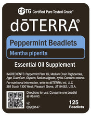Refreshing peppermint flavor and aroma from beadlets
