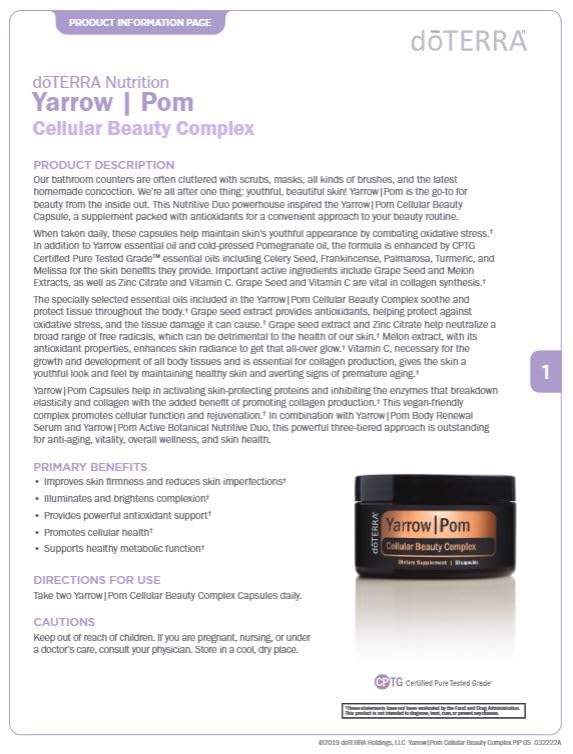 doTERRA Yarrow Pom Capsules bottle and label