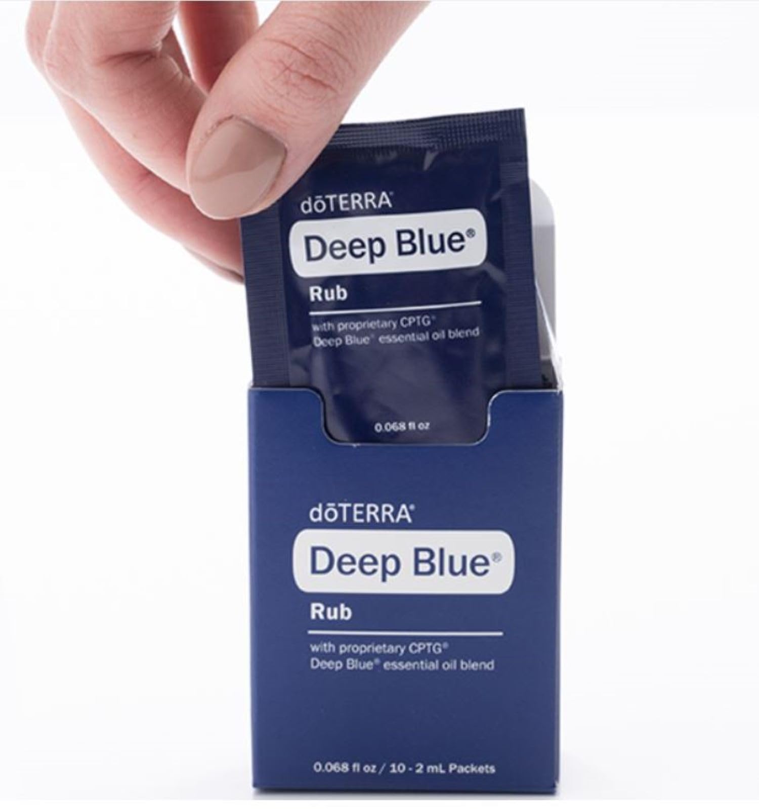 Deep Blue Rub cream texture close-up on skin