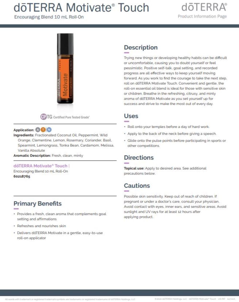 Citrus and herbal notes associated with Motivate Touch