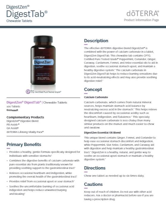 Close-up of DigestZen DigestTab chewable tablets with evenly distributed essential oil blend