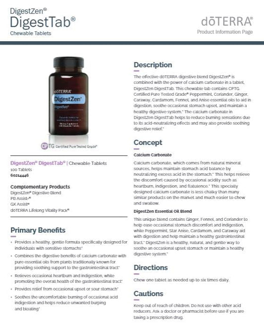 Close-up of DigestZen DigestTab chewable tablets with evenly distributed essential oil blend