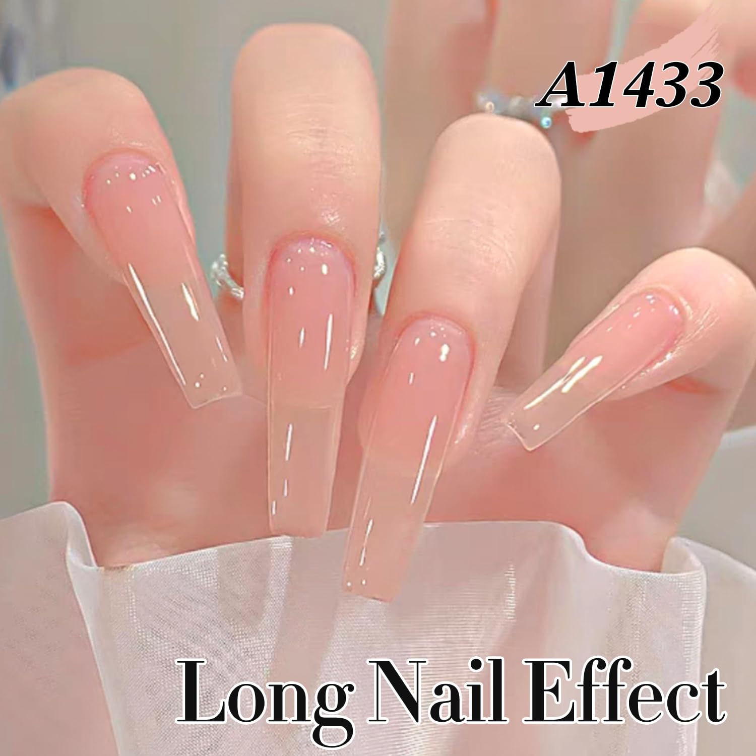 Double Rhythm jelly sheer white nude pink colors for natural-looking nails.