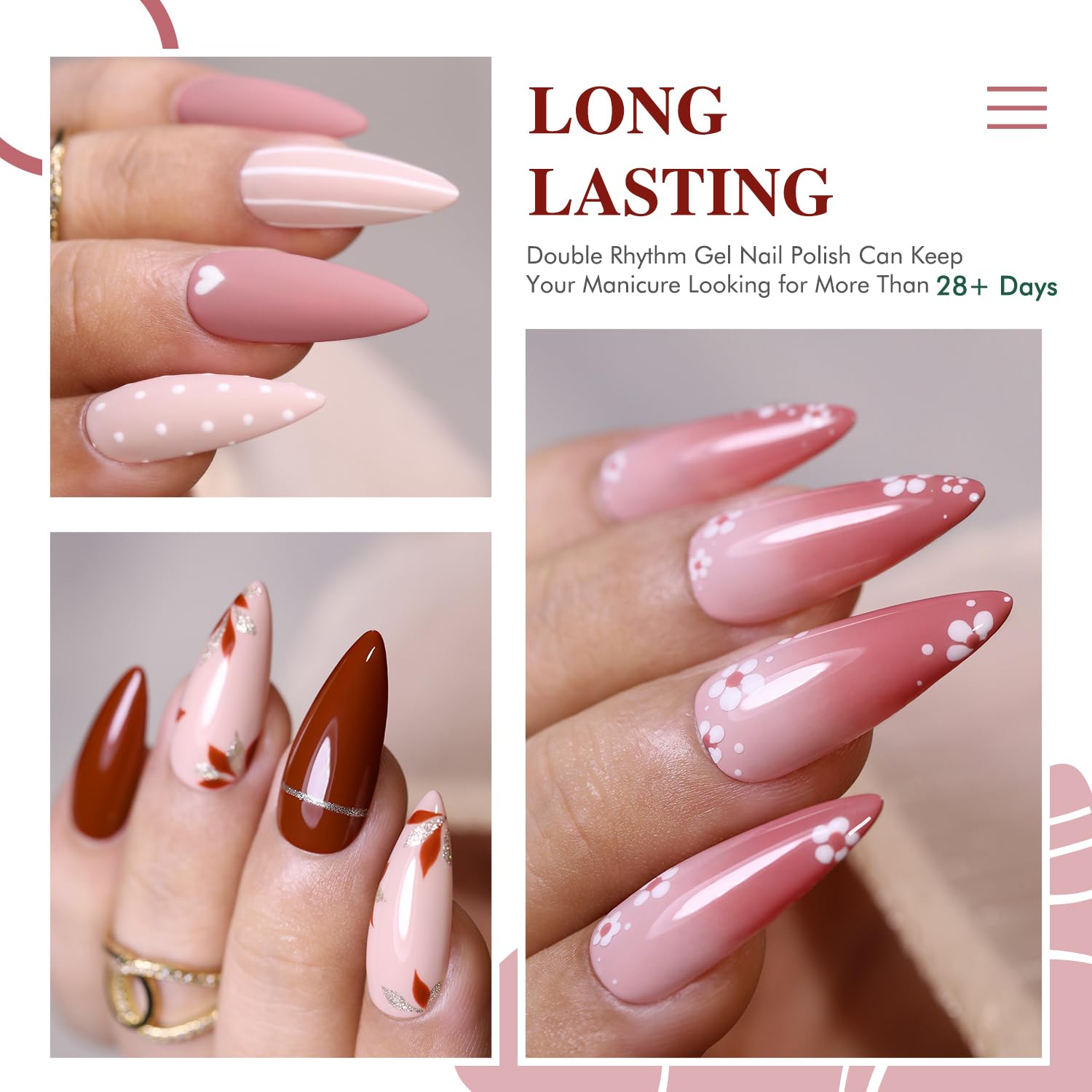 Double Rhythm light pink gel polish for delicate, glossy nails at home.