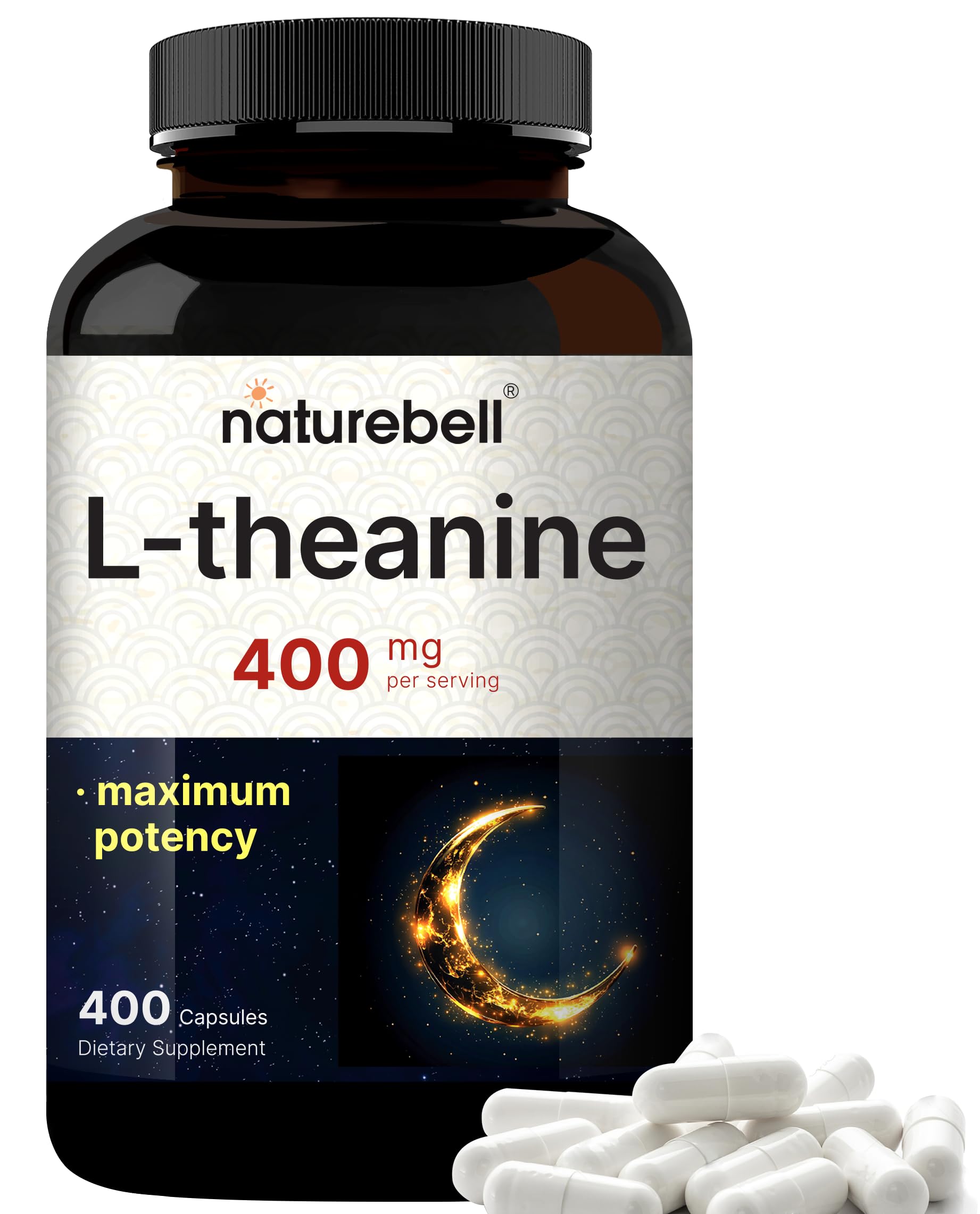 Double Strength L-Theanine 400mg bottle on label
