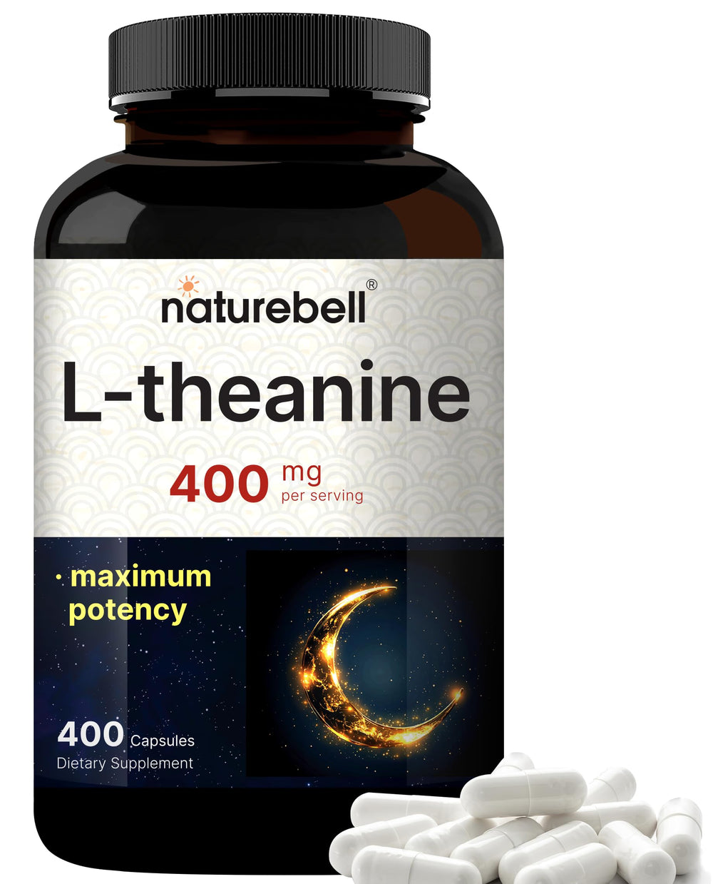 Double Strength L-Theanine 400mg bottle on label