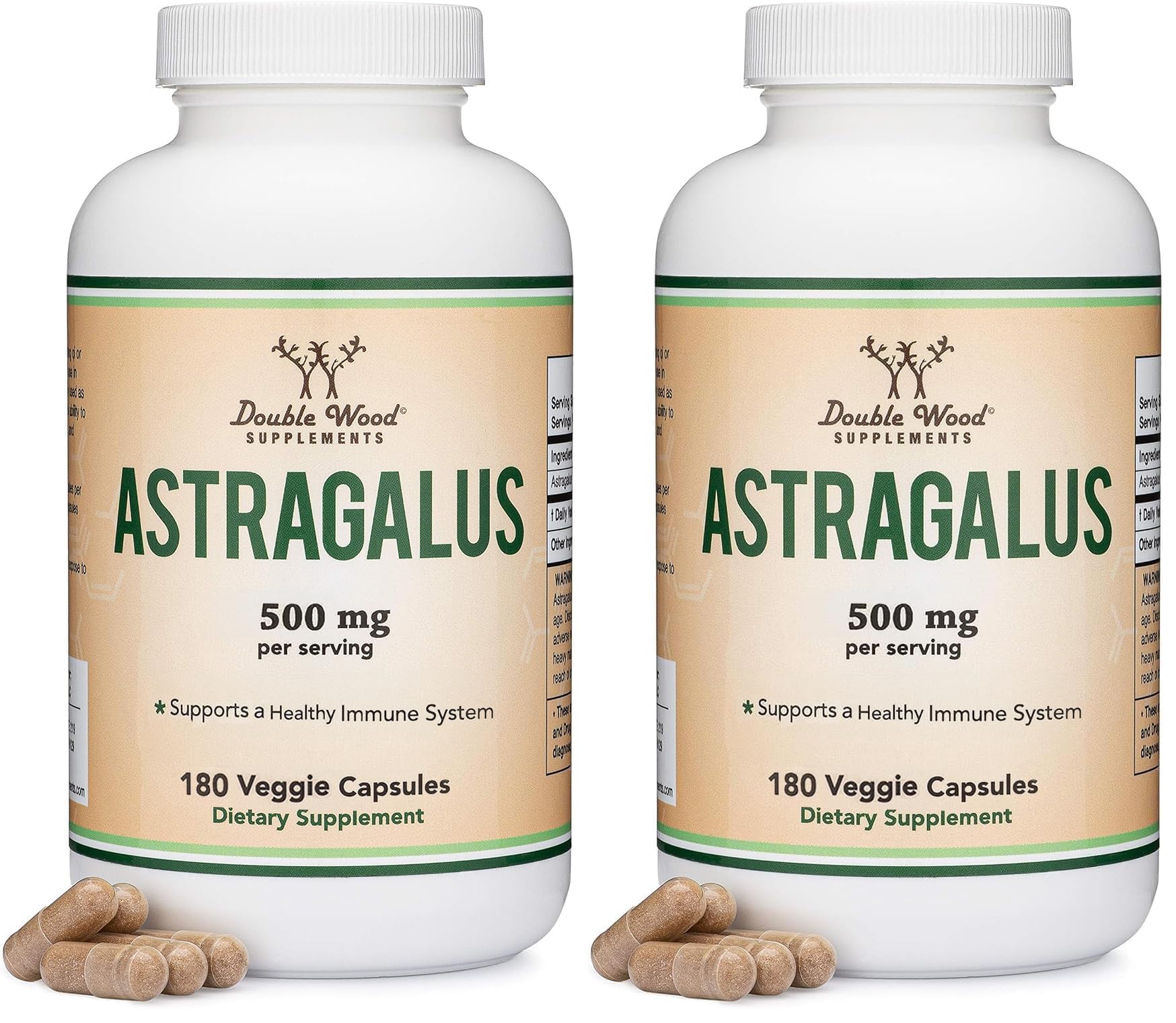 Double Wood Supplements Immune Boosting Astragalus bottle and capsules