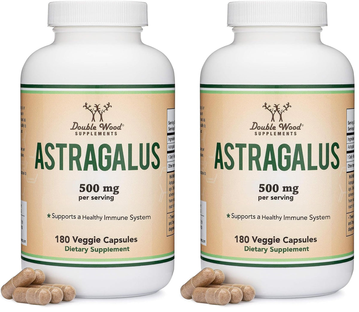 Double Wood Supplements Immune Boosting Astragalus bottle and capsules