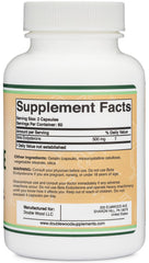 Double Wood Beta Ecdysterone label and packaging on display showing non-GMO and gluten-free features