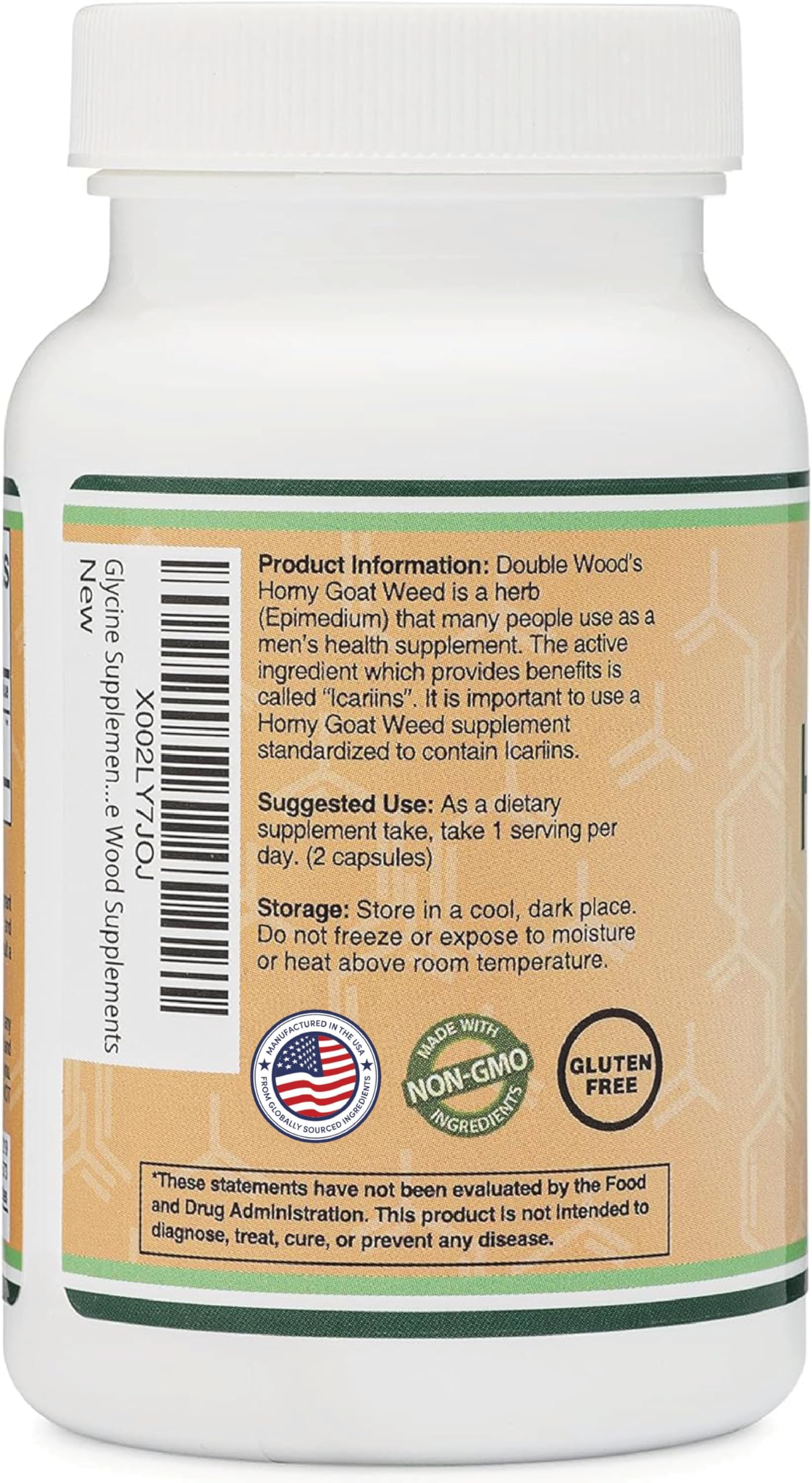 Double Wood Horny Goat Weed product packaging label