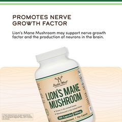 Double Wood Lions Mane packaging hero emphasizing USA-grown mushrooms