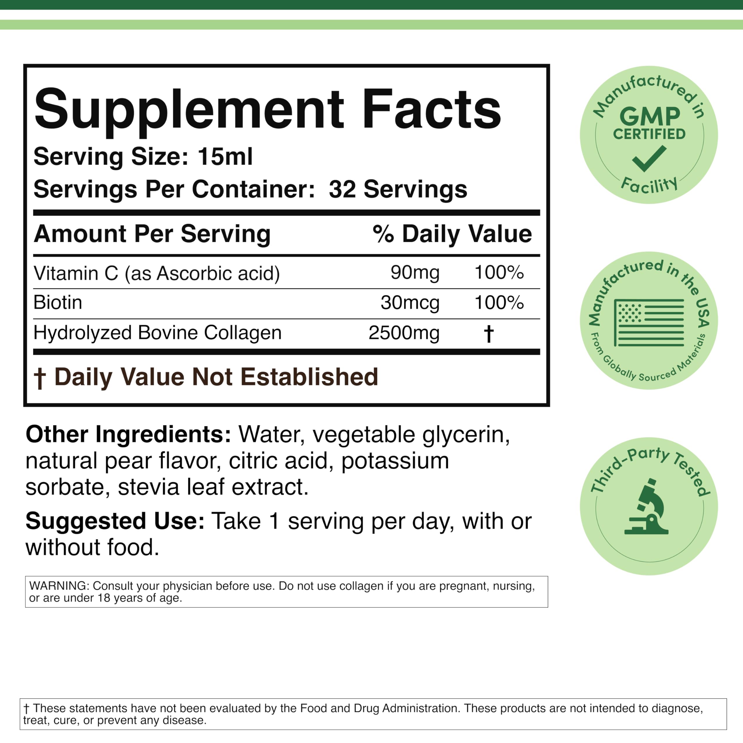 Back label showing nutrition facts and ingredients
