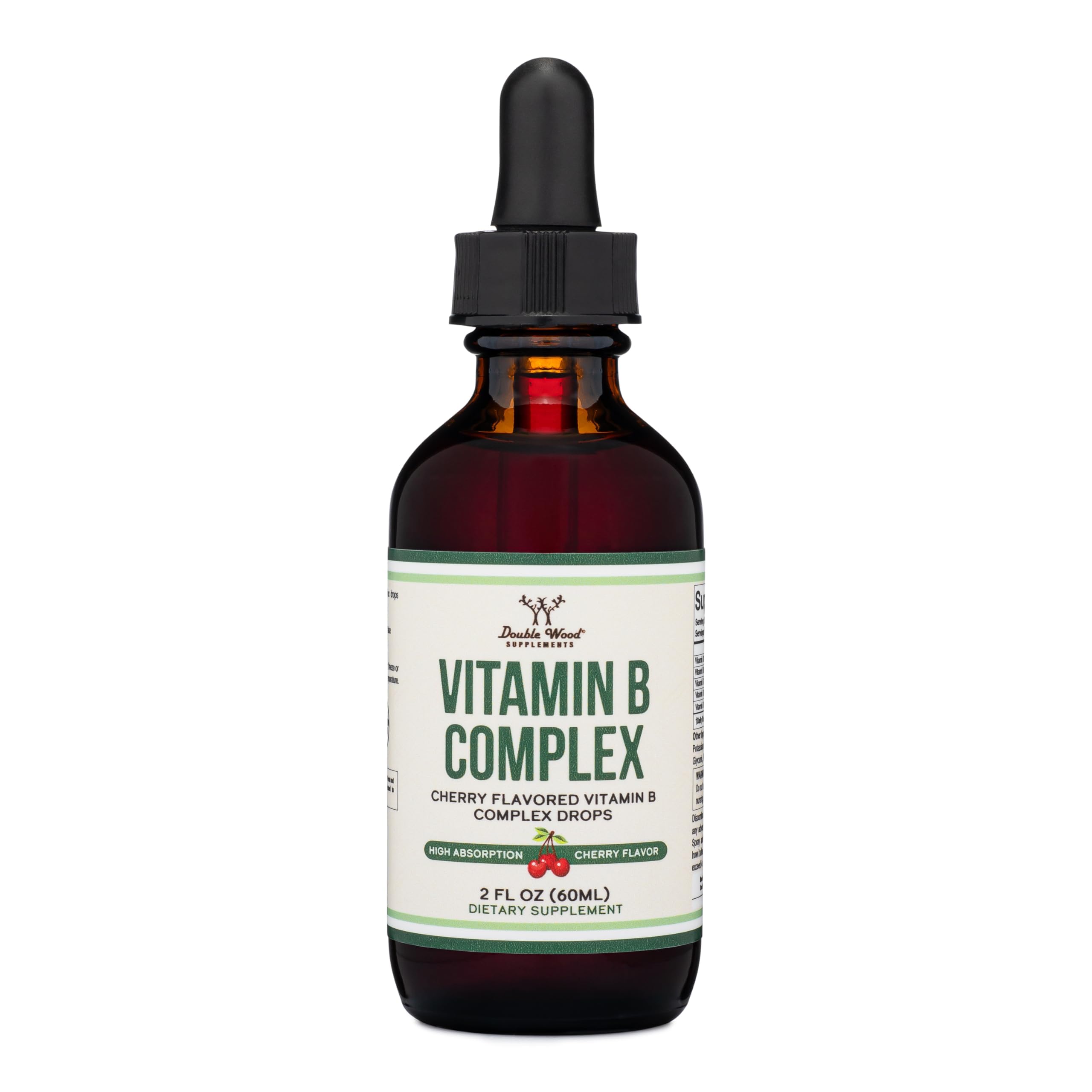 Double Wood Liquid Vitamin B Complex bottle with Cherry Flavor – 2 FL OZ