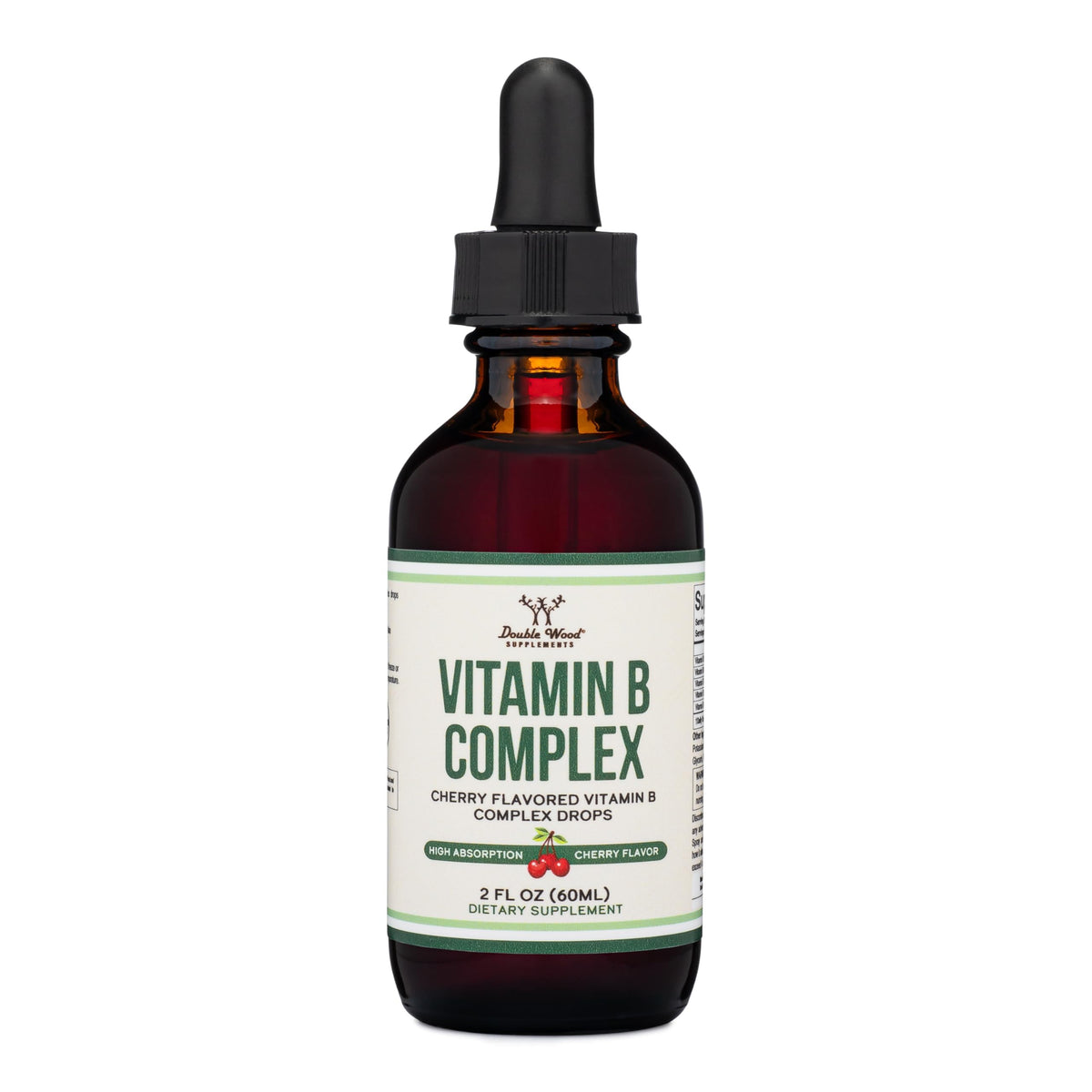 Double Wood Liquid Vitamin B Complex bottle with Cherry Flavor – 2 FL OZ