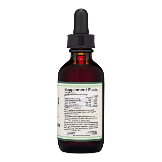 Dropper dispensing cherry-flavored Vitamin B Complex liquid