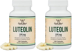 Front view of Double Wood Luteolin 100mg 2-pack bottles