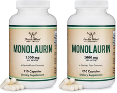 Double Wood Monolaurin bottle with 1,000 mg capsules for daily immune support.