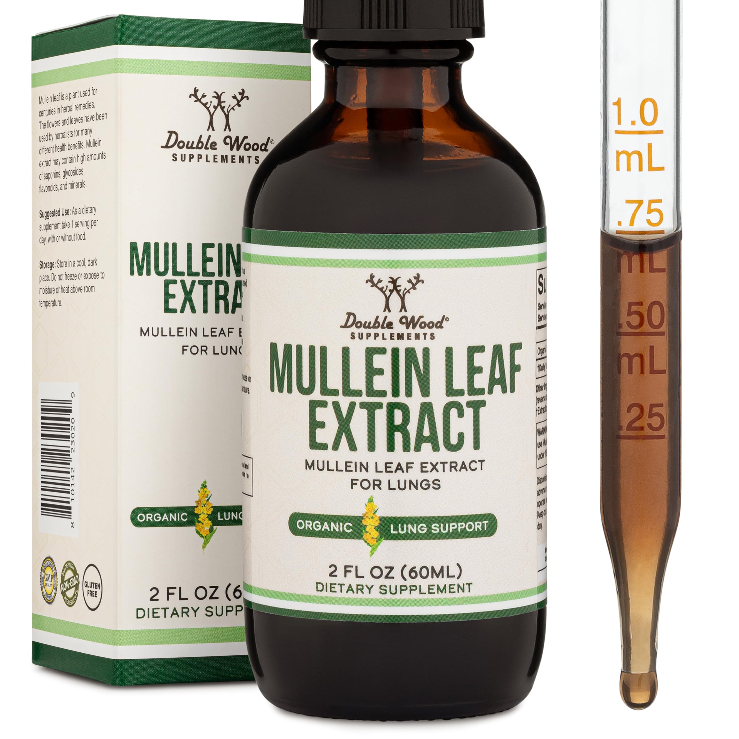 Bottle of Double Wood Mullein Leaf Drops for Lungs