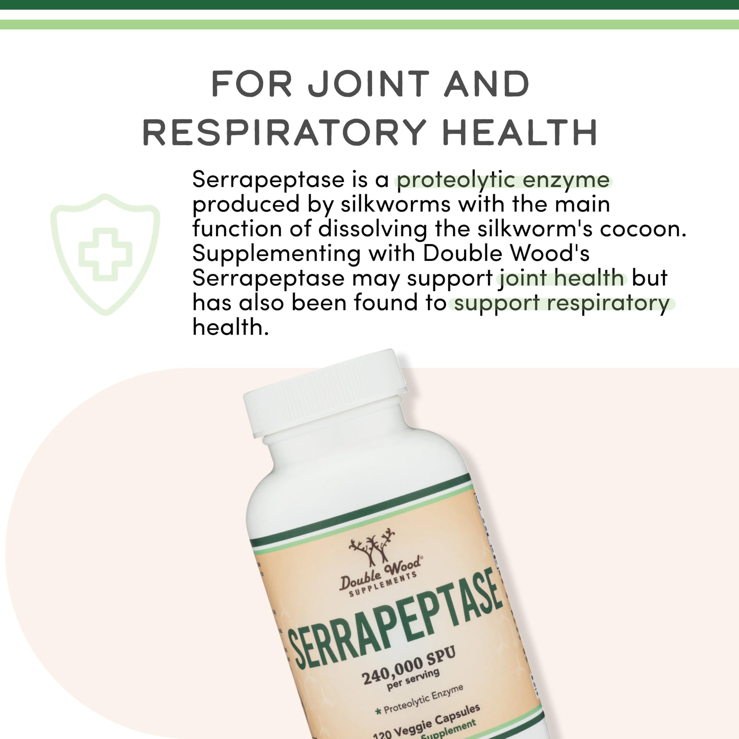 Two-bottle pack of Double Wood Serrapeptase on display