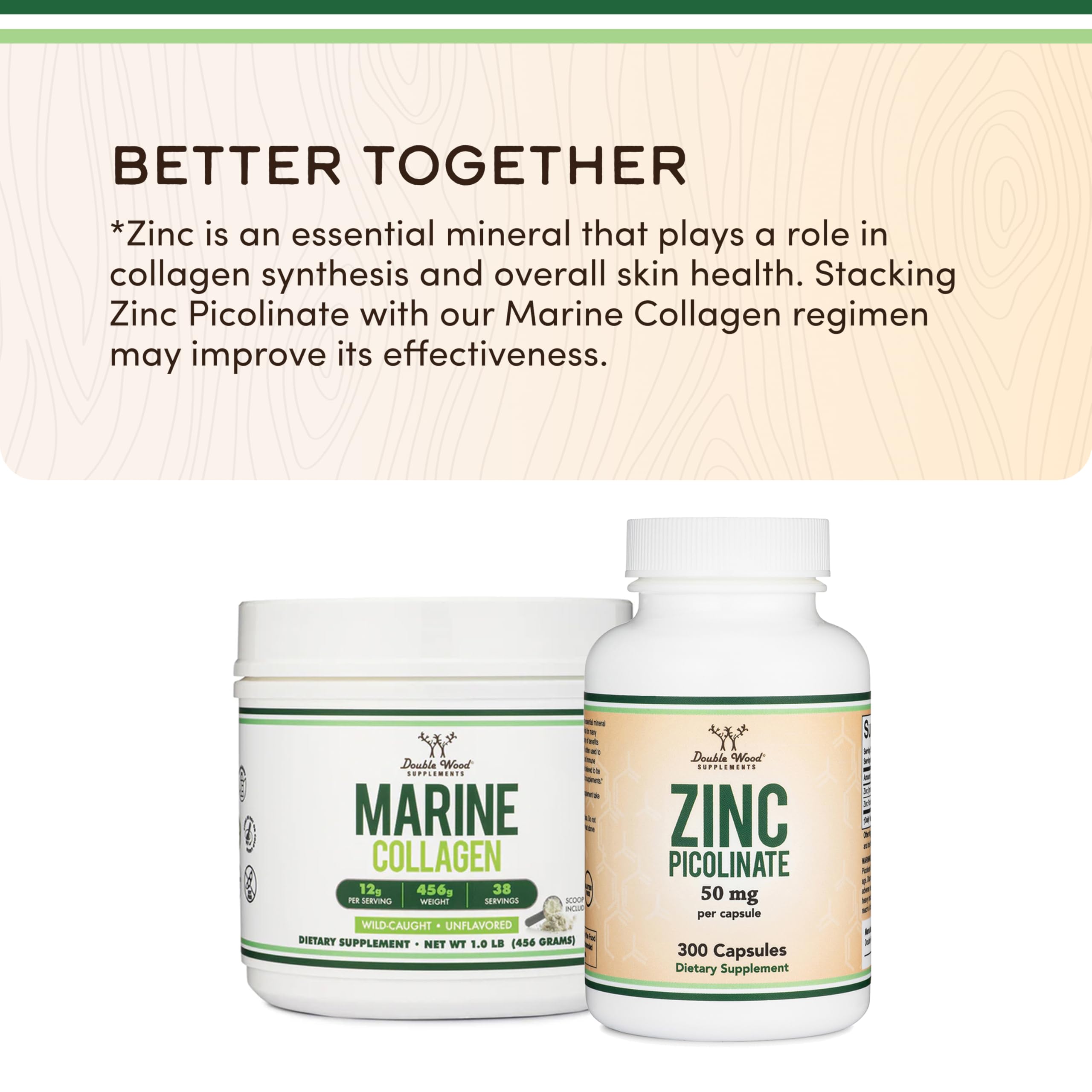 Double Wood Supplements marine collagen packaging