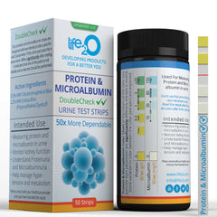 Front view of DoubleCheck protein & microalbumin urine test strips (50ct)
