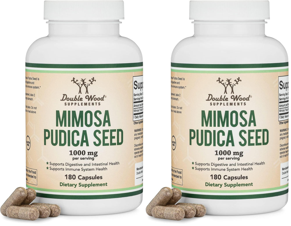 Double Wood Mimosa Pudica Seed bottle for convenient digestive support.