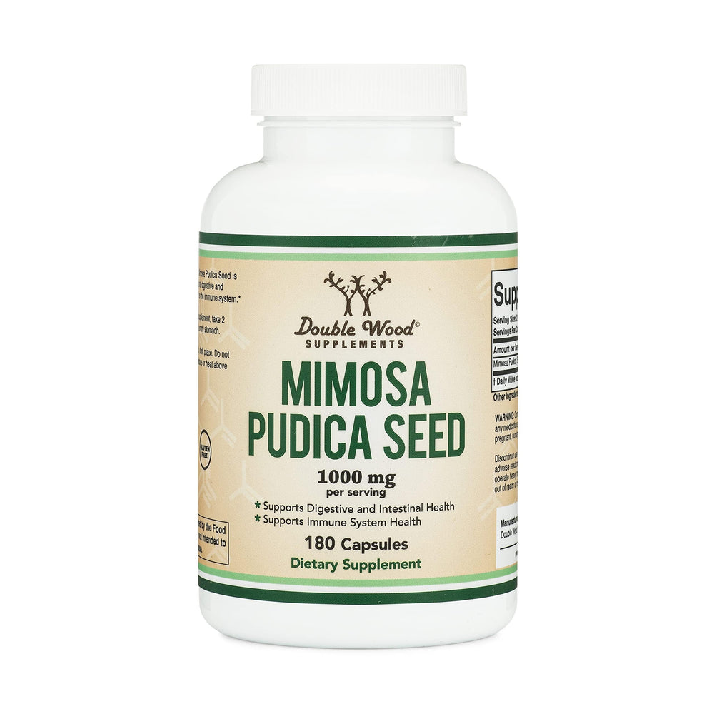 Double Wood Mimosa Pudica Seed serving suggestion with a glass of water.