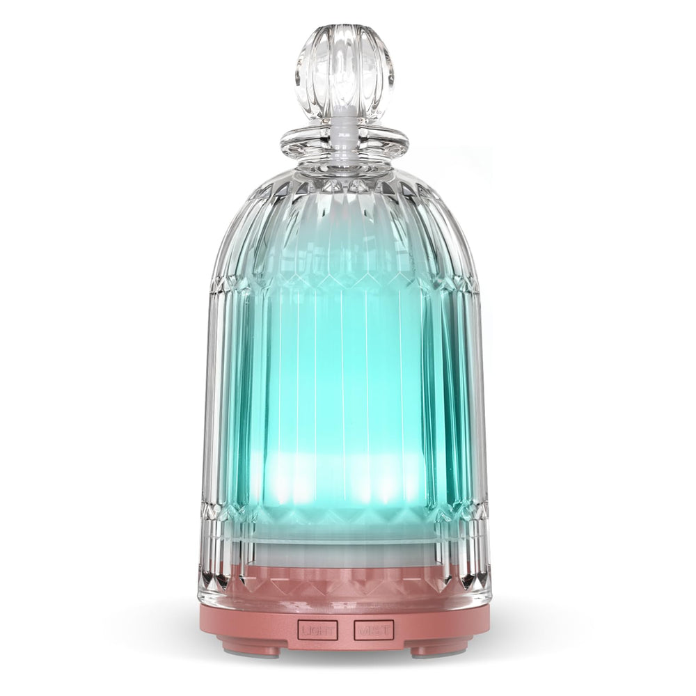 DOUDING 120ml glass essential oil diffuser with bronze base and 7-color LED