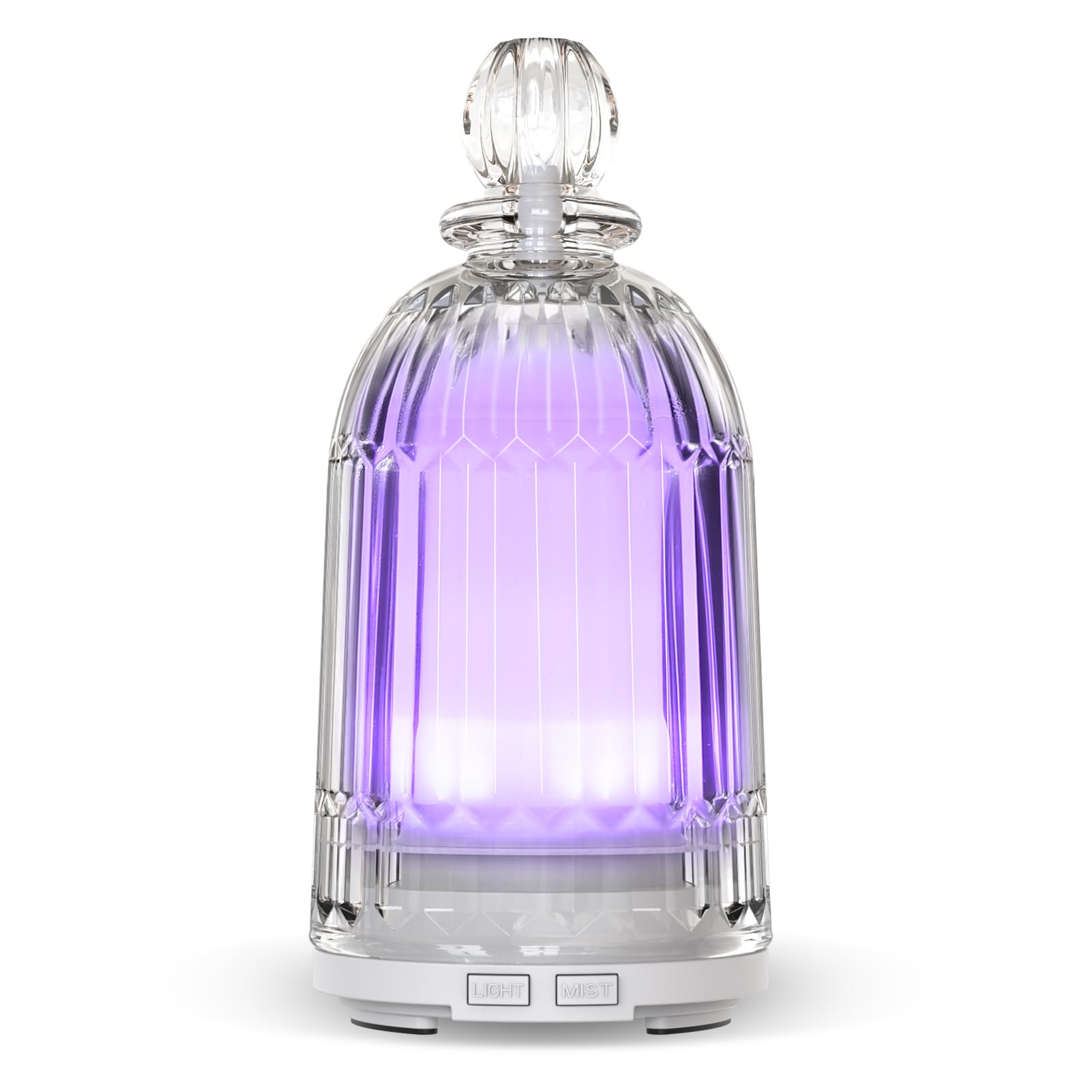 DOUDING 120ml glass essential oil diffuser with white base, front view