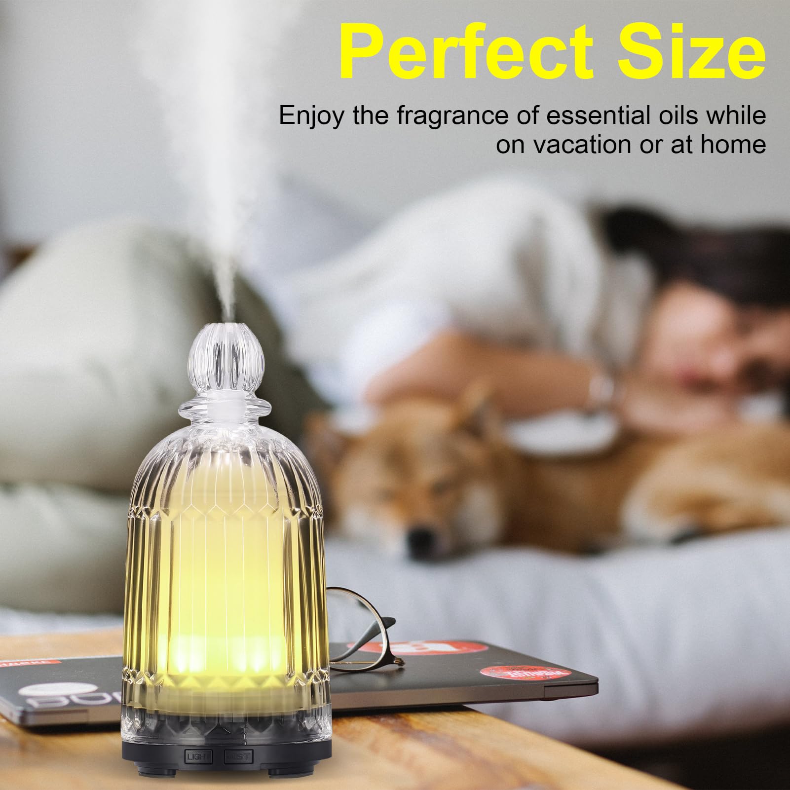 Diffuser placed in a modern home office setting