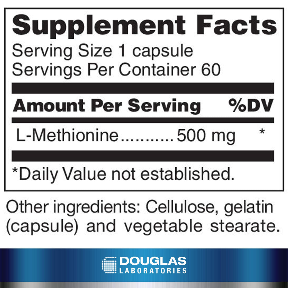 Supplement facts panel for L-Methionine