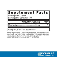 Close-up of Douglas Laboratories Melatonin tablets showing smooth, night-friendly dosage.