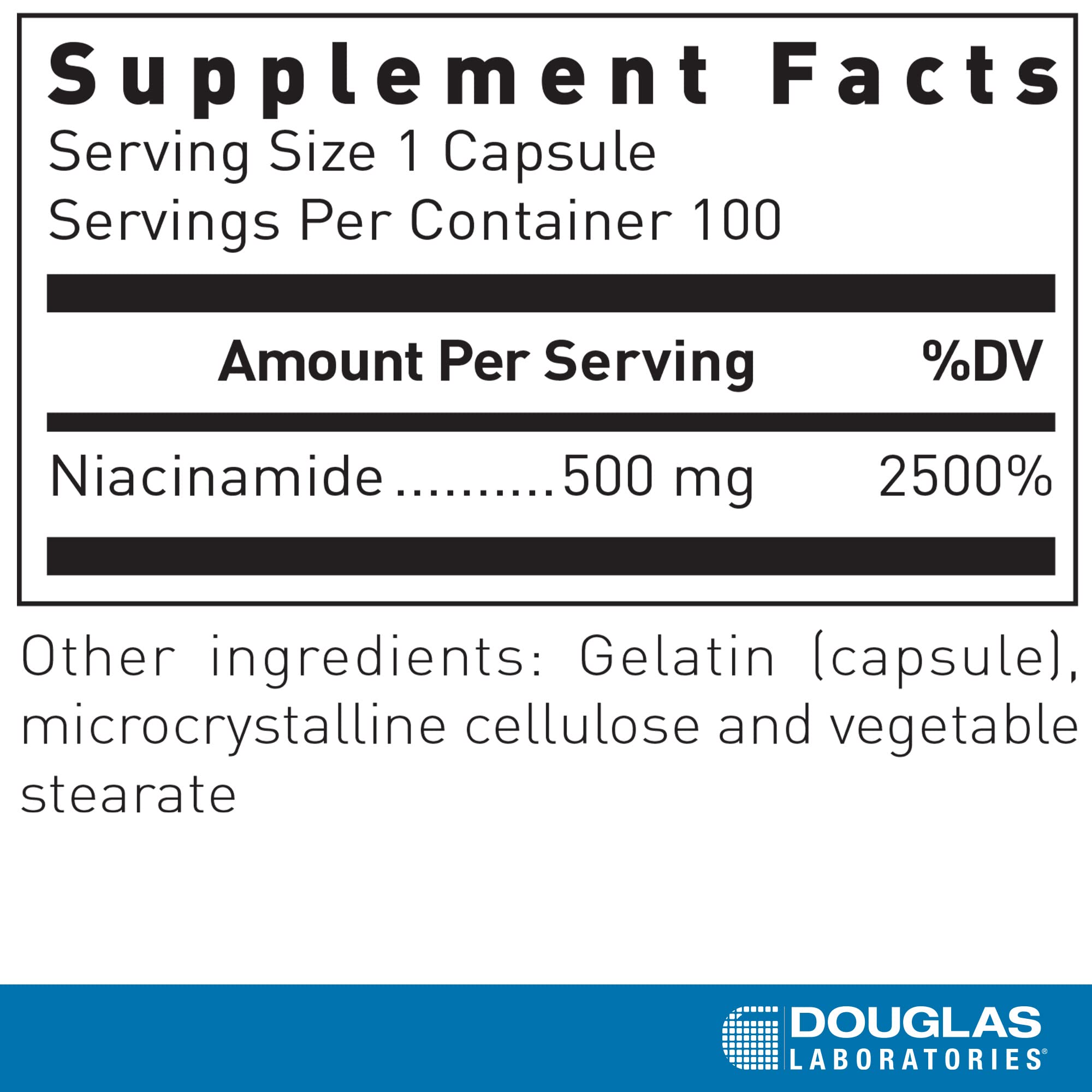 Close-up of Niacinamide bottle label