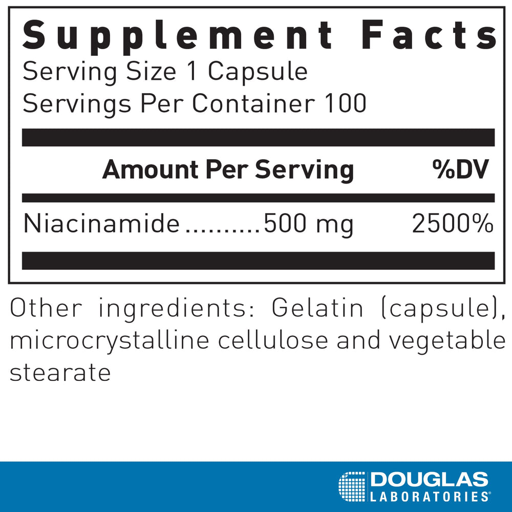 Close-up of Niacinamide bottle label