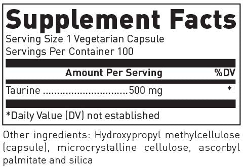 Taurine capsules on white background