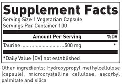 Taurine capsules on white background