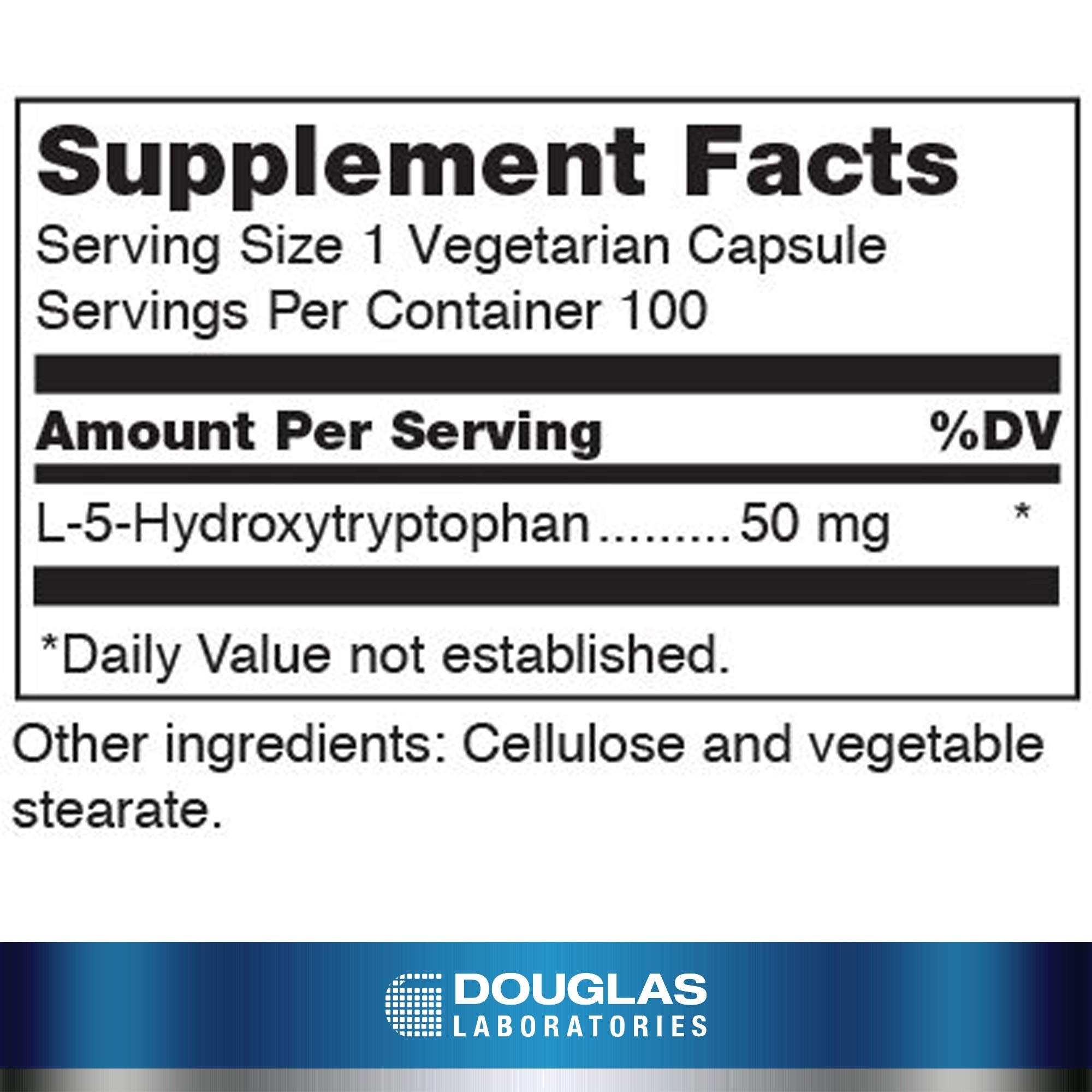 Front view of Douglas Laboratories 5-HTP 100 capsules bottle