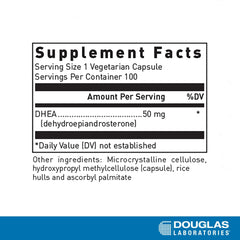 Close-up of micronized DHEA 50 mg capsule