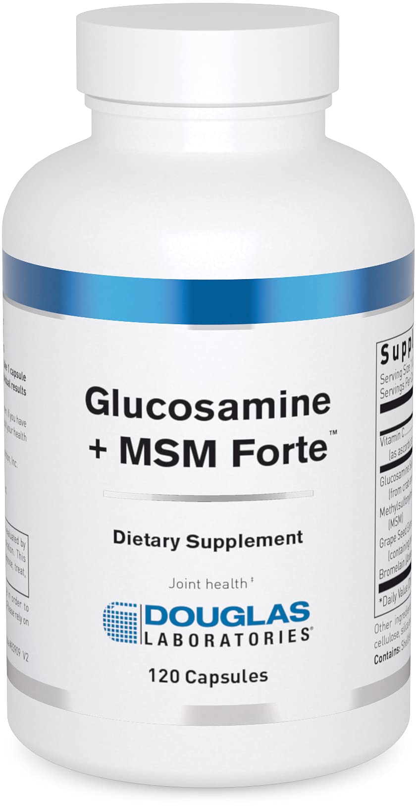 Bottle of Douglas Laboratories Glucosamine + MSM Forte with 120 capsules