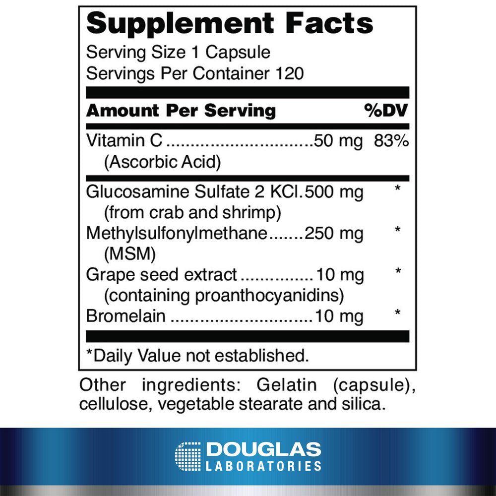 Front view of Glucosamine + MSM Forte bottle label