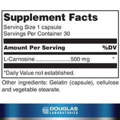 L-Carnosine 500 mg capsules and bottle close-up