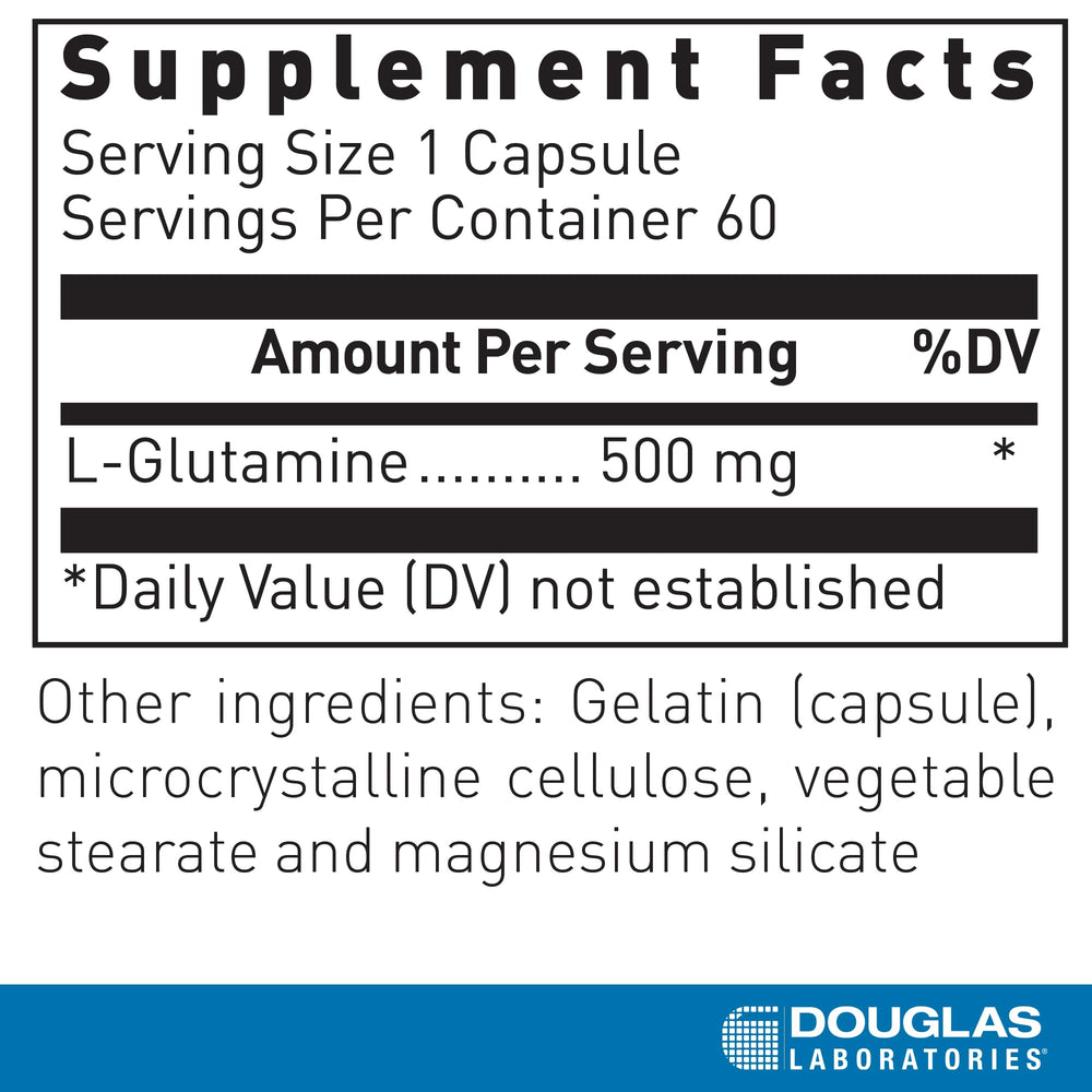 Douglas Laboratories L-Glutamine bottle label angled view