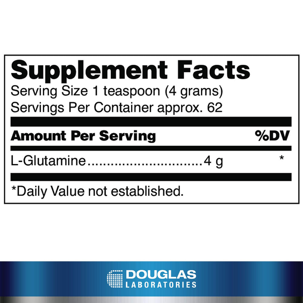Scoop of L-Glutamine powder with measuring scoop