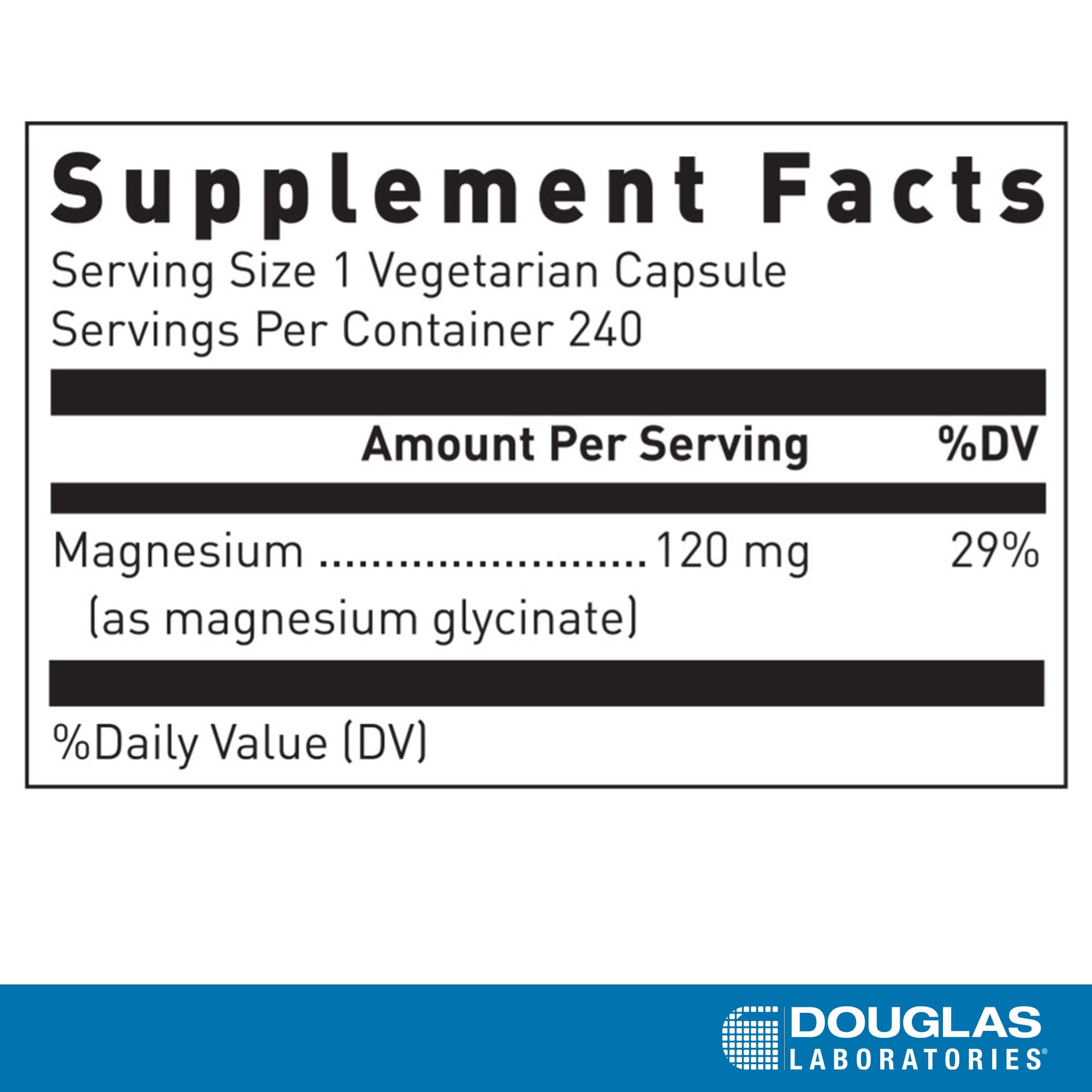 Douglas Laboratories Magnesium Glycinate label closeup highlights chelated magnesium benefits