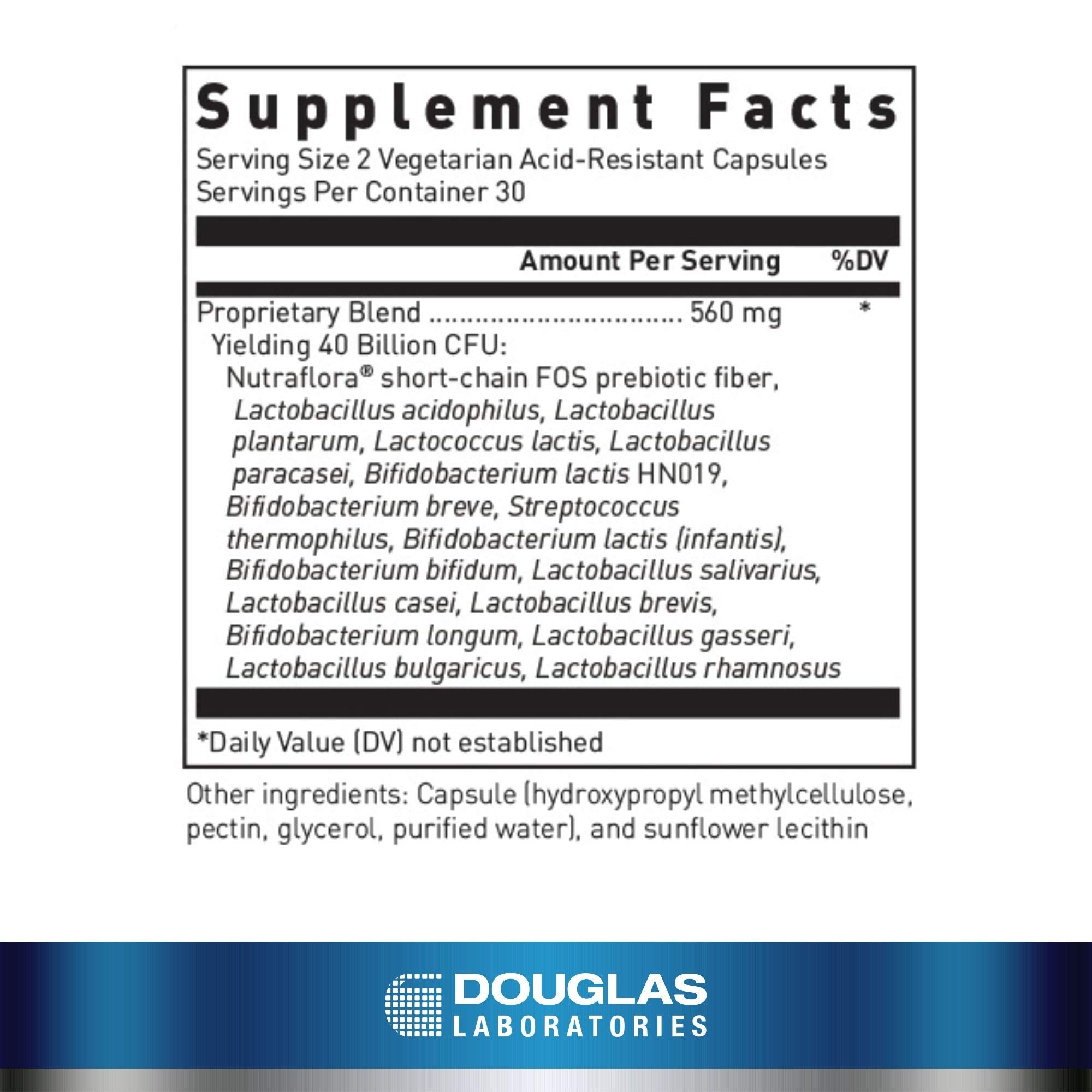 Douglas Laboratories Multi-Probiotic 40 Billion capsules acid-resistant vegetarian delivery