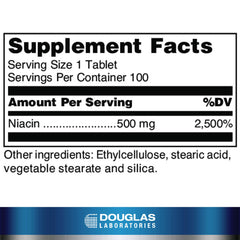 Niatab 500 niacin supplement label