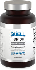 Front view of Douglas Laboratories Quell Fish Oil EPA/DHA Plus D 30 Softgels bottle